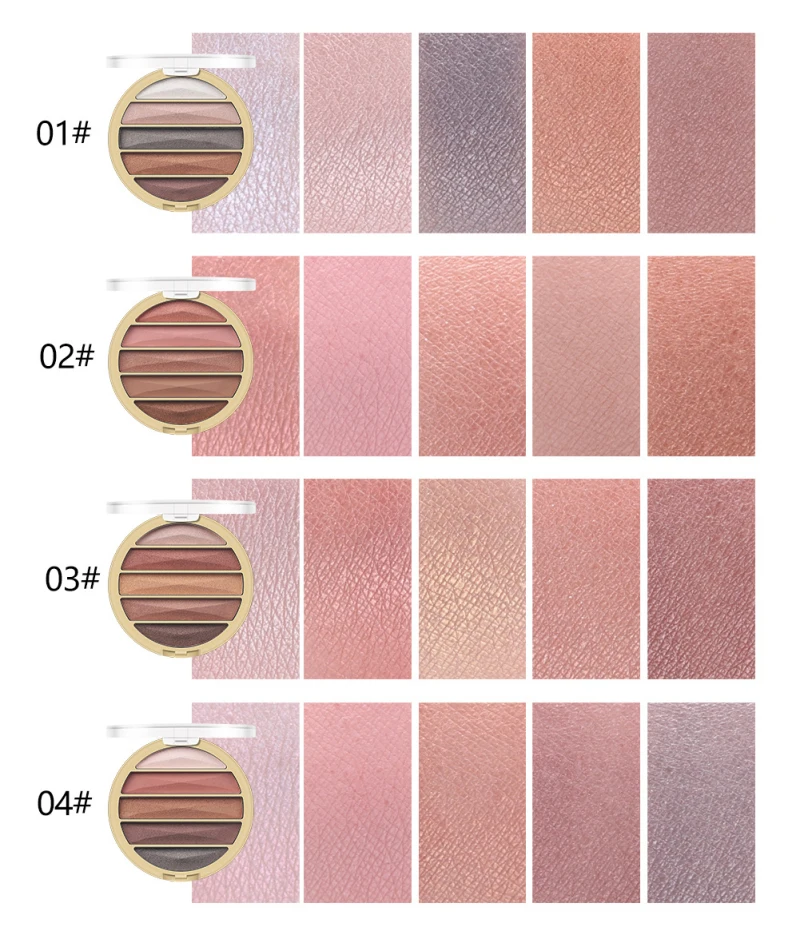 Тени для век MISS ROSE TSLM2 4 цвета матовые тени с золотым жемчугом естественный нюд