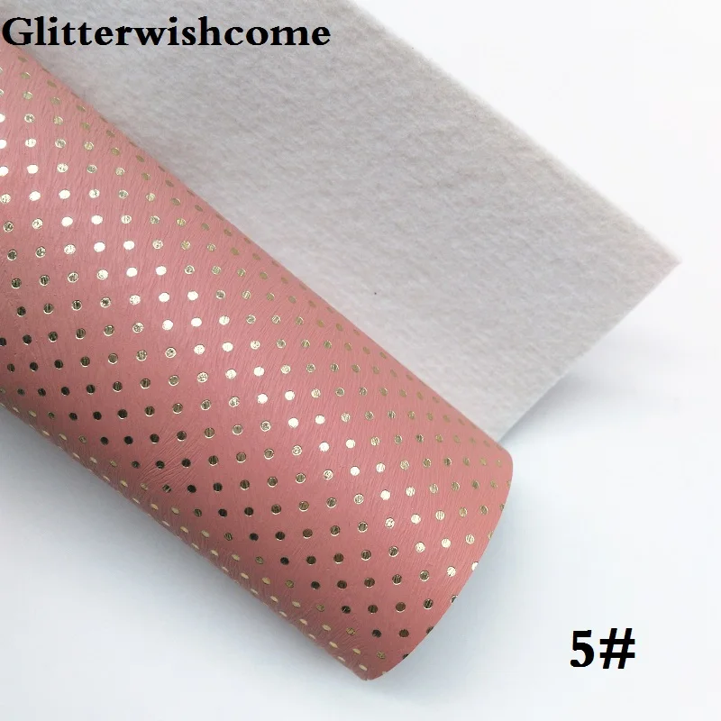 Glitterwishcome 21X29 см А4 Размер синтетическая кожа, тиснение золотые точки, искусственная ткань из искусственной кожи винил для бантов, GM071A