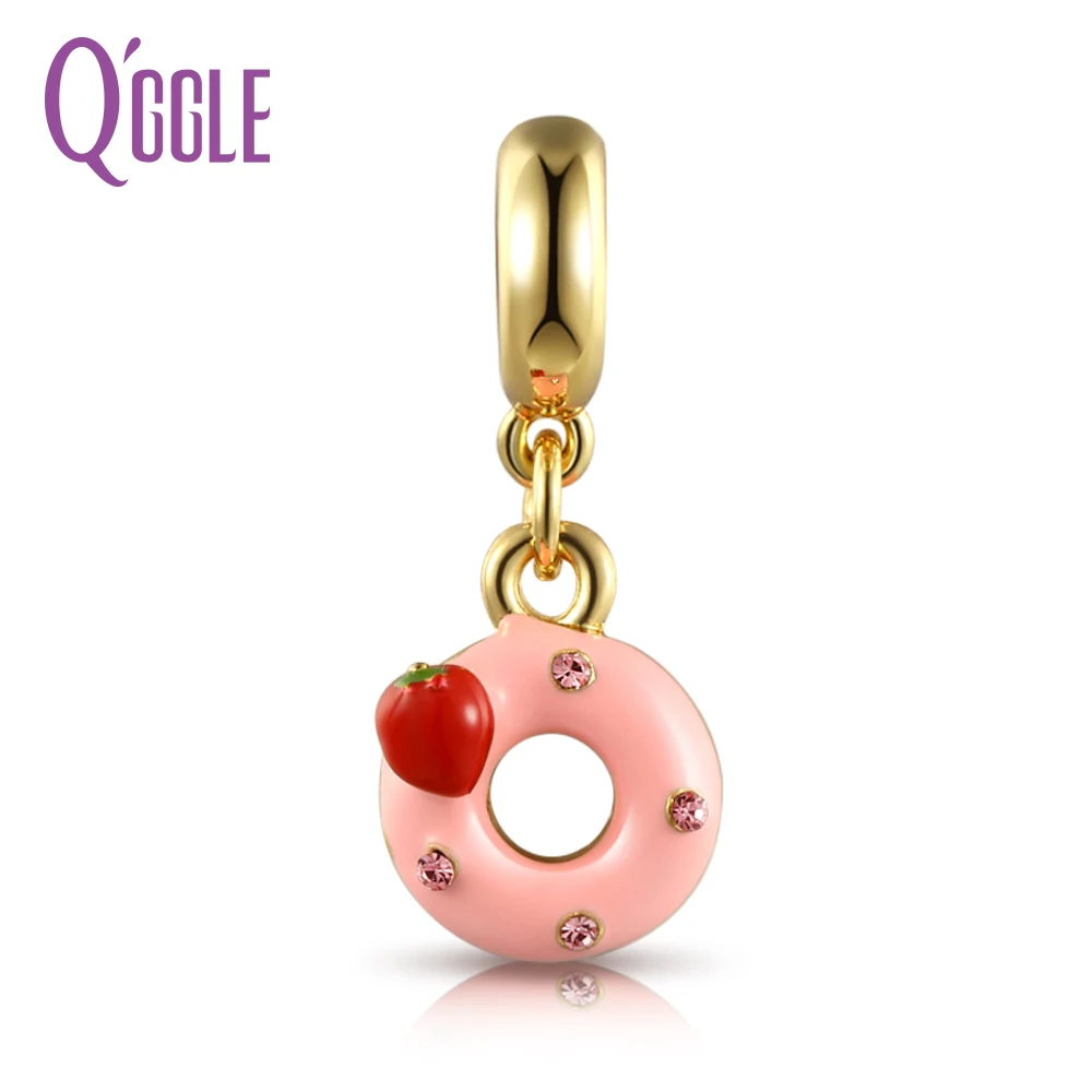 Qggle серебро и золото C розовый шоколад клубника пончик кулон очарование Fit