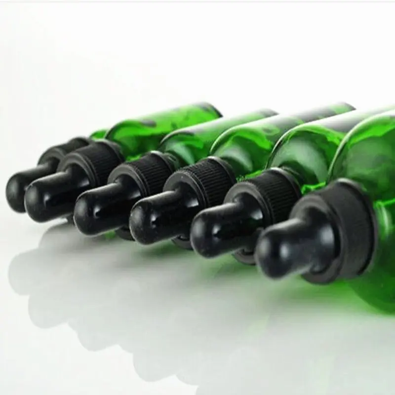 ПУСТЫЕ ЗЕЛЕНЫЕ СТЕКЛЯННЫЕ ФЛАКОНЫ 5ШТ ПО 5МЛ, 10МЛ, 20МЛ, 30МЛ, 50МЛ И 100МЛ С КРЫШКАМИ-ВИНТОВКАМИ И КАПЕЛЬНИЦАМИ ДЛЯ ИНКЕНСА.