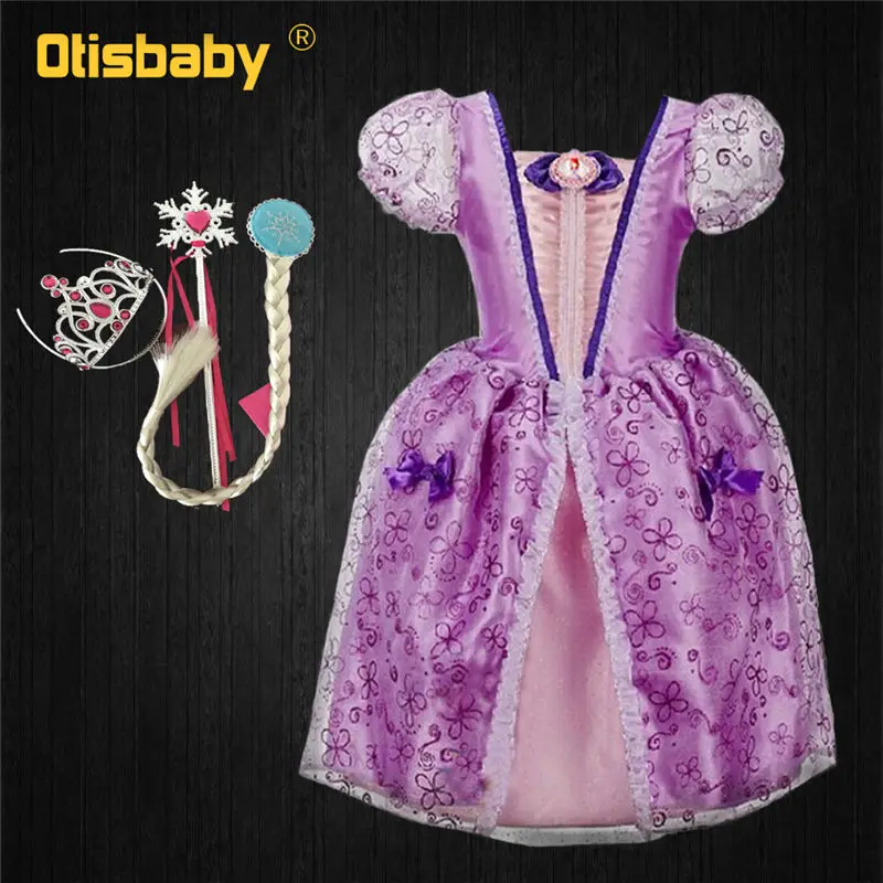OTISBABY/нарядное платье для девочек в стиле Рапунцель детский летний костюм принцессы для костюмированной вечеринки детская белоснежная Золушка красавица, вечерние платья - Цвет: A5
