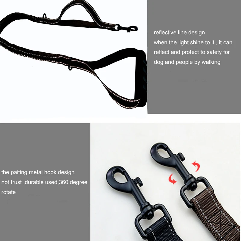 Светоотражающий Поводок для собак с 2 ручками дополнительного управления