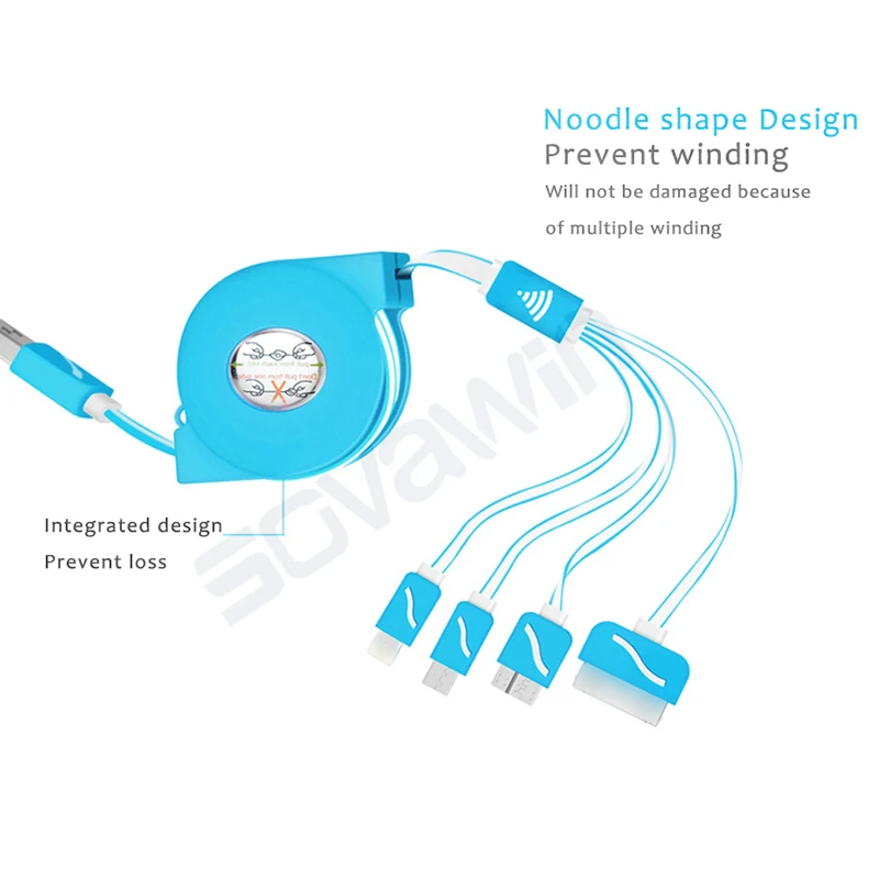 Выдвижной 4 в 1 кабель Micro USB зарядное устройство через для Lightning 8pin IPhone 6 samsung Note3