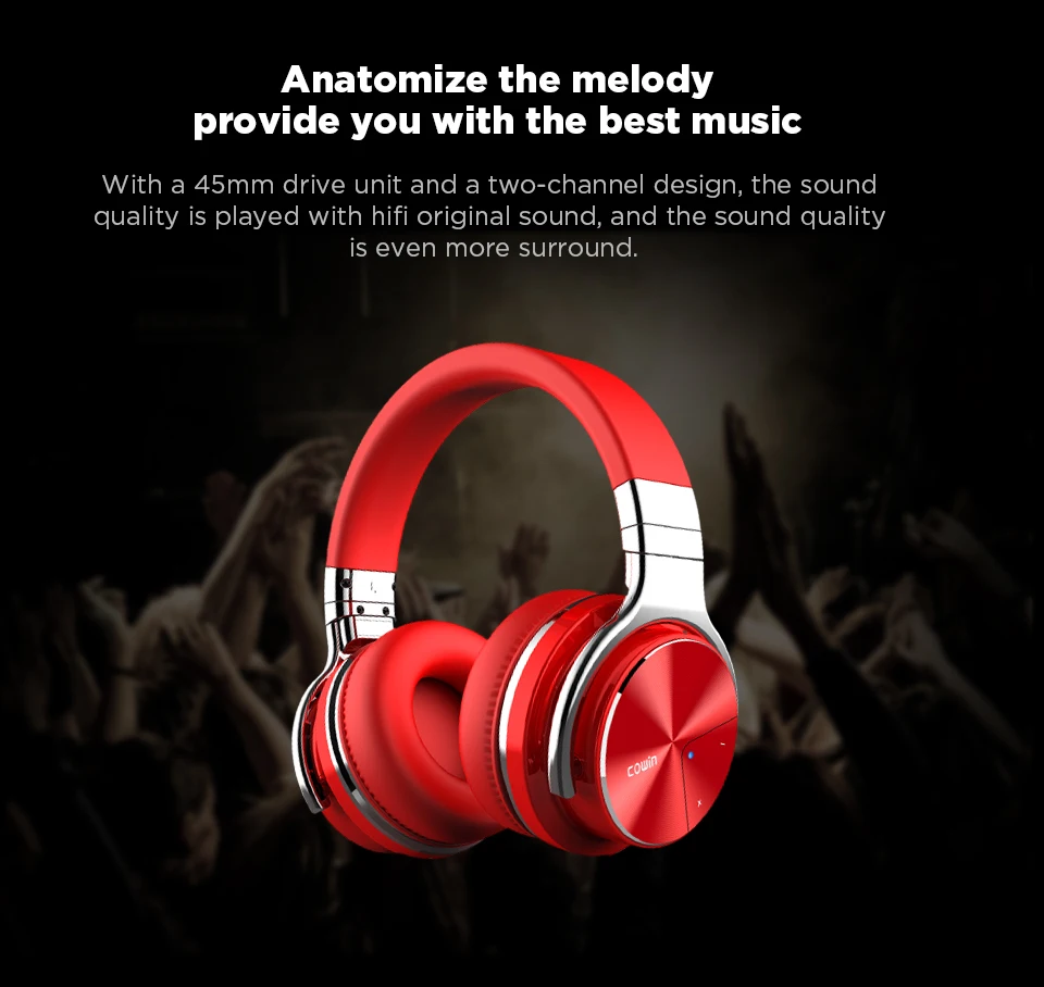 Cowin E7PRO Active шум шумоподавления наушники беспроводной Bluetooth гарнитура стереонаушники HiFi с микрофоном