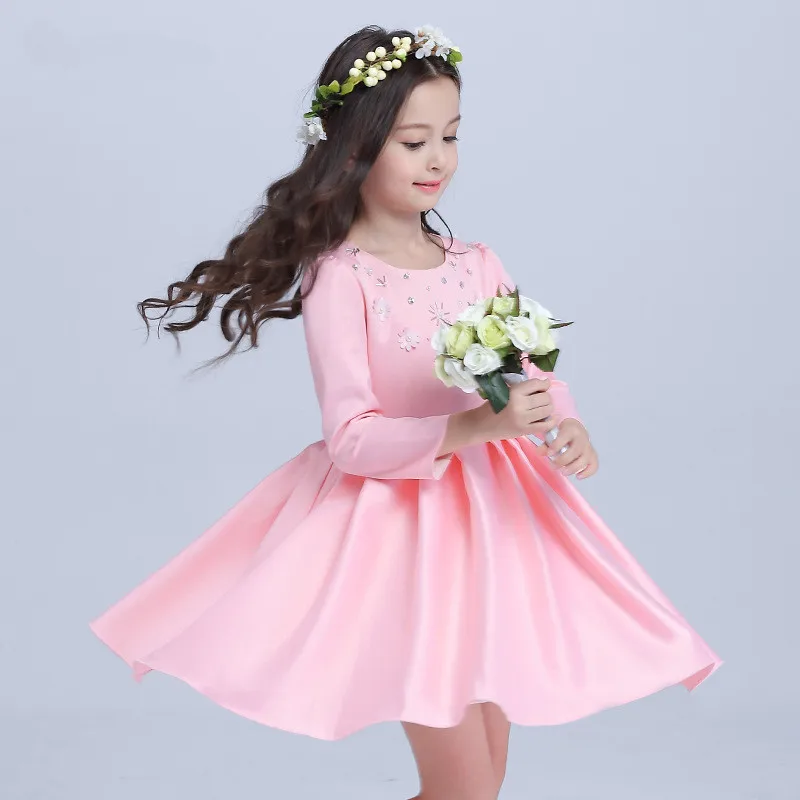 Розовое платье для девочек праздничная одежда с цветочным узором Vestido свадьбы 2018