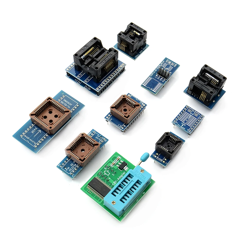 V9.0 TL866II плюс универсальный Minipro программист+ 12 адаптеров+ SOP8 Зажим IC зажим биос Flash EPROM EEPROM
