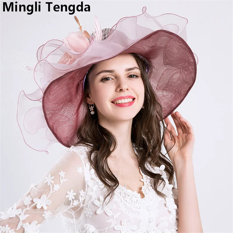 Элегантные женские свадебные шляпы Mingli Tengda серые/Искусственные Свадебные из