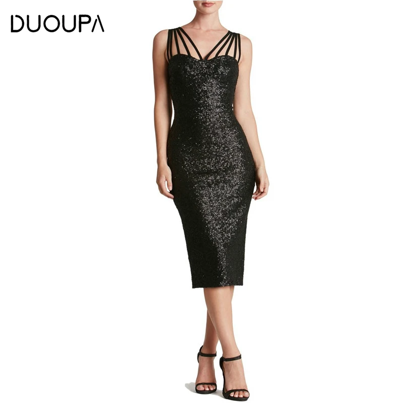 DUOUPA летнее платье Для женщин 2019 новый сексуальный Bodycon рукавов спинки Черный