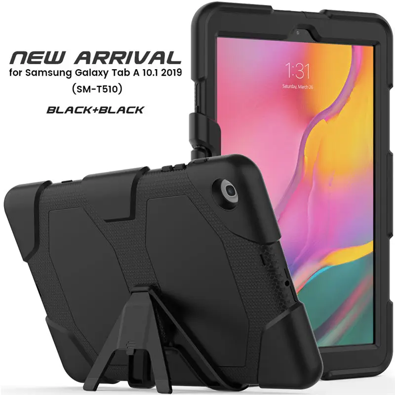 black Чехол для samsung Galaxy Tab A 10,1 T510 T515 SM-T510 SM-T515 чехол для планшета противоударный сверхпрочный чехол с подставкой - Цвет: black
