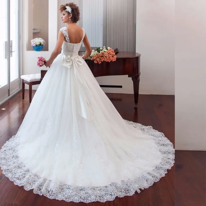 Tulle Beaded Applique Lace Cheap White Ball Gowns Wedding Dresses 2017 Vestidos De Novia Cinderella Gown | Свадьбы и торжества
