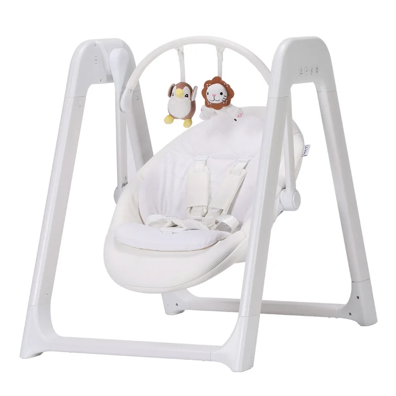 

White Baby Rocking Chair with Electricity 220V, Infant Swing Cradle Have Sleep Music, Fix Time, Adjust Seat Backrest