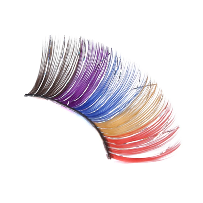 

1Pair Exaggeration Stage False Eyelashes Colorful Feathers Glitter Makeup Eyes Lash Women Party Make Up Maquiagem