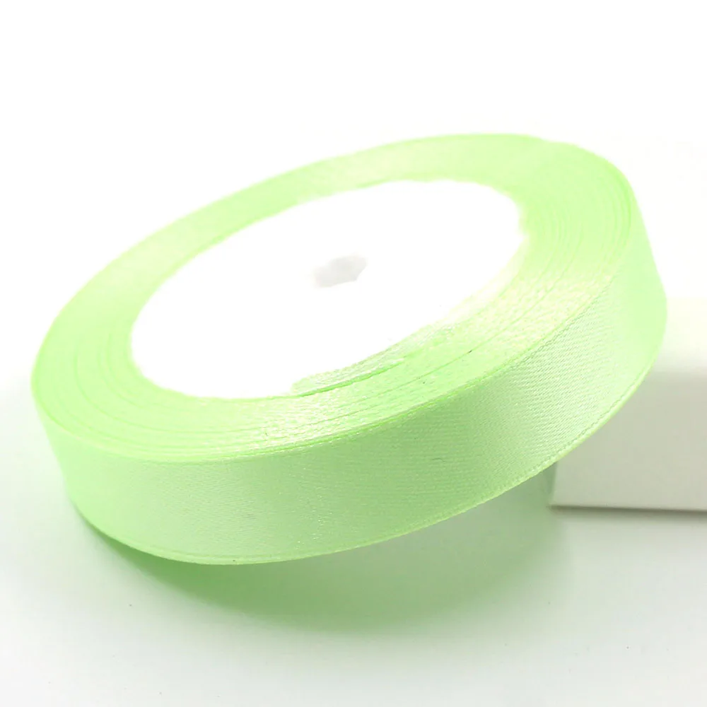 80Light Green 25 ярдов/рулона твердая цветная корсажная лента с одиночными шопкинами атласных лент для свадьбы упаковка поставки DIY 6/10/12/15/20/25/38 мм - Цвет: 80Light Green