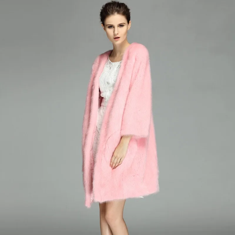 2021 бренд класса люкс для женщин натуральная норковая Меховая куртка длинная