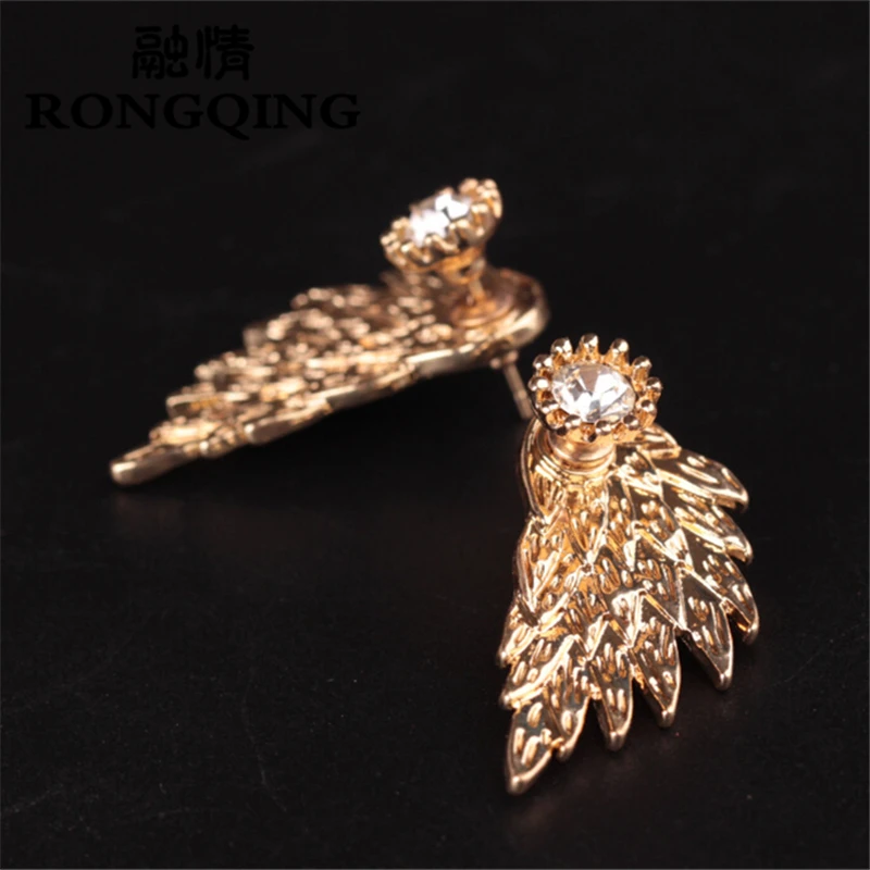 RONGQING 2018 Новая мода 1 пара панк крыло серьги готические ювелирные изделия перо