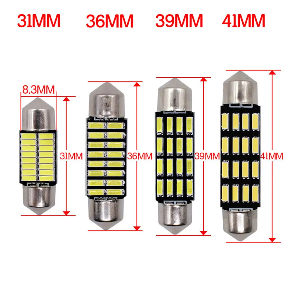 500 шт. автомобильный Стайлинг led гирлянда 31 мм 36 39 41 светильник c5w 16 SMD 16smd 4014 авто
