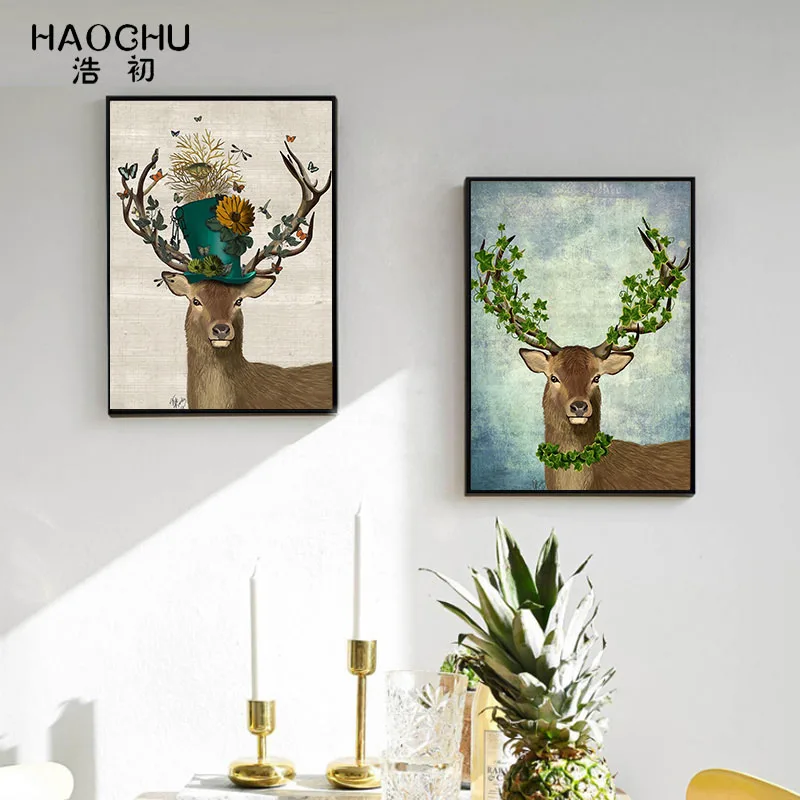 Новогоднее украшение на стену в виде животного HAOCHU Постер спальню современный