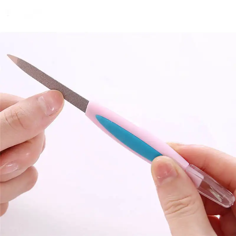 1 шт. двусторонняя металлическая пилка для ногтей с пластиковой