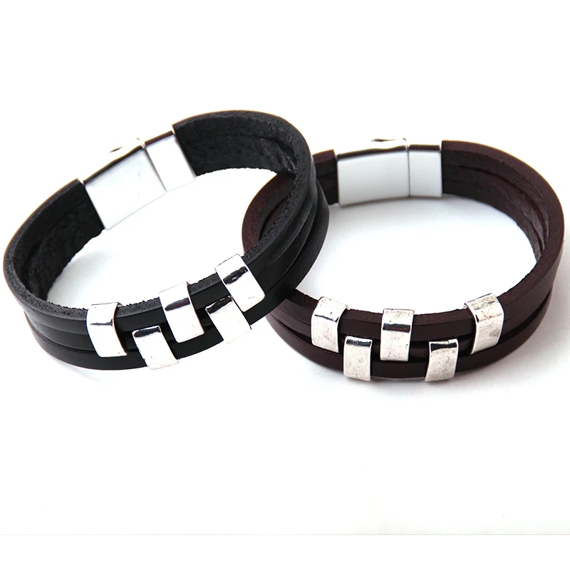 Модные кожаные браслеты благородный черный кожаный браслет|wrap armband|leather wrapleather