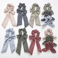 cn fashion stripe printed bow hair scrunchies for women girls ponytail holder elastic hair ties rope ribbon bands hair accessori