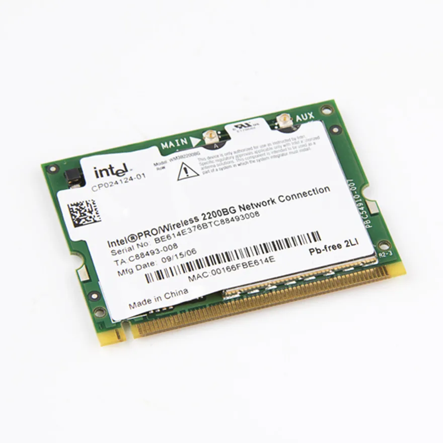 Фирменная Новинка Тетрадь WLAN для Intel 2200 BG 802.11b/G 54 Мбит/с Беспроводной WI FI Mini PCI