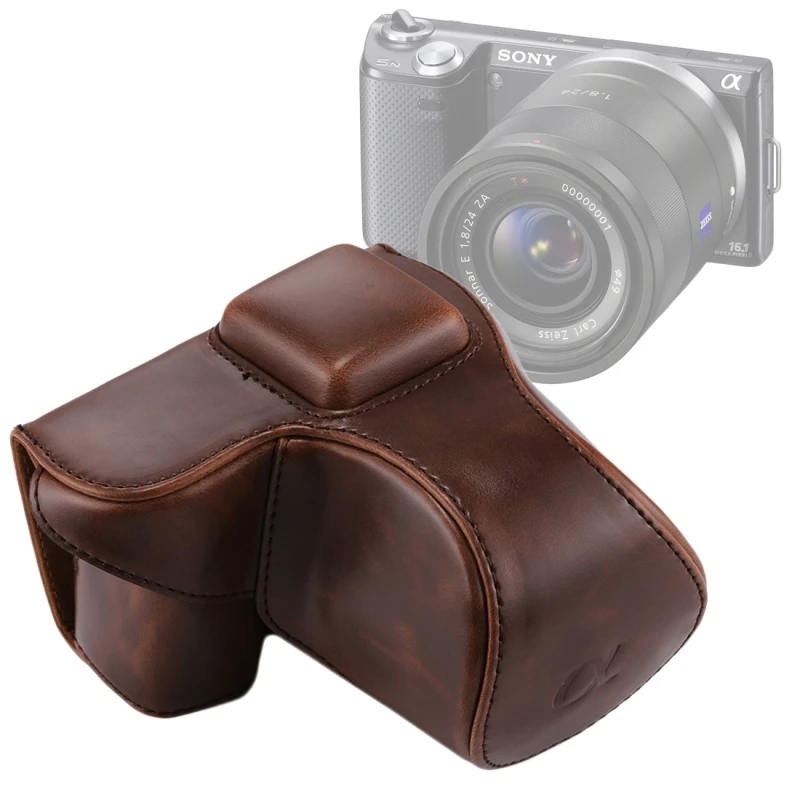 PULUZ для sony NEX 5N чехол для камеры полный корпус из искусственной кожи чехол сумка 16-50 мм/18-55 мм объектив Защитная крышка ремешок для sony NEX 5R 5T