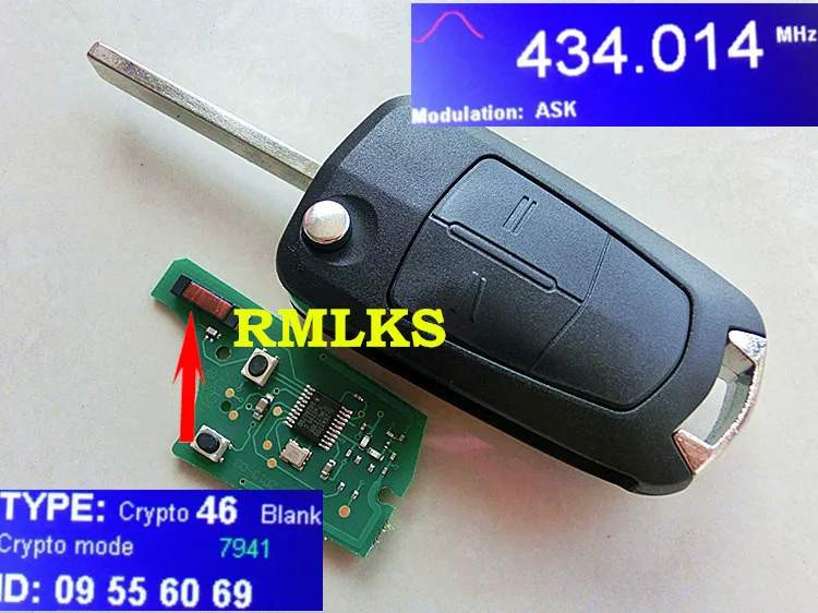 RMLKS подходит для Astra H/ Zafira B откидной ключ дистанционного управления 2 кнопки
