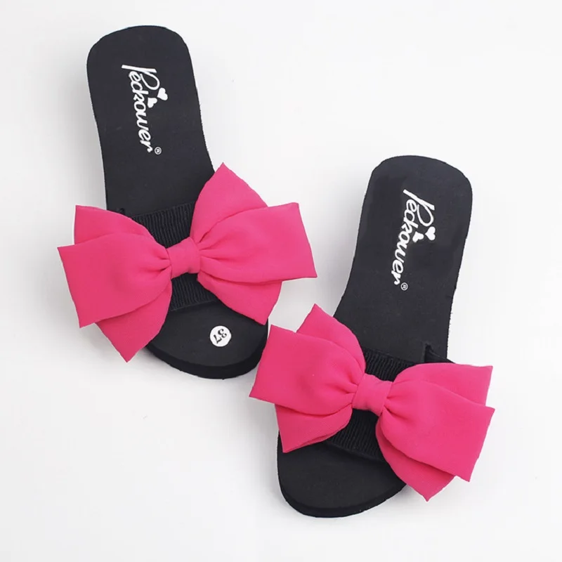 2018 summer Chiffon flipflops sweet butterfly knot tow beach slippers women flip flops | Обувь