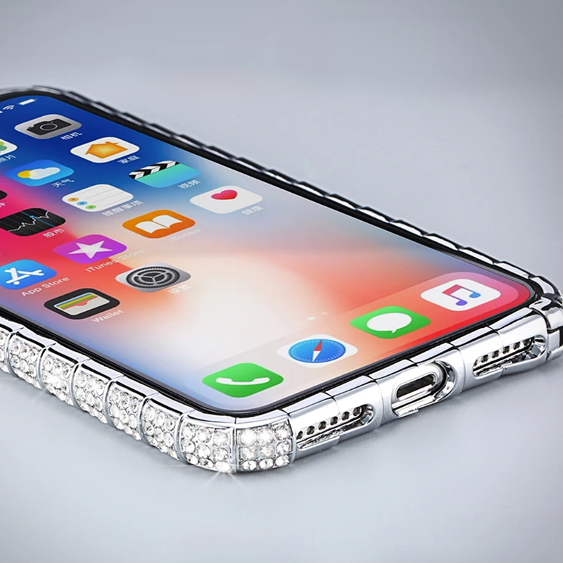 Luxuy Алмазный бампер для iPhone X 6 S 7 8 плюс модные блестящие кристалл чехол телефона