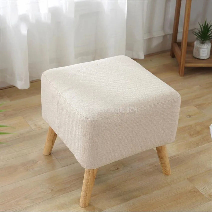 Modern Upholstered Soft 4 Wood Legs Foot Low Stool Cotton Living Room Shoes Change Bedroom Sofa Side Mini Ottoman |