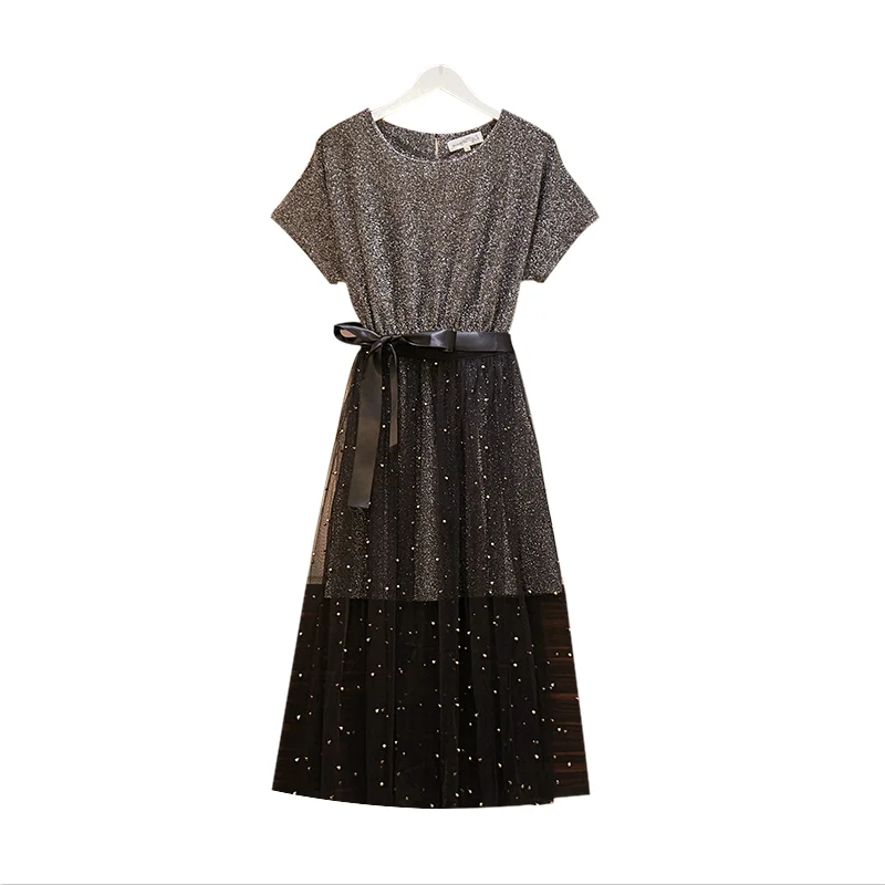 Женское платье из двух частей черное свободное платье-футболка трапециевидной