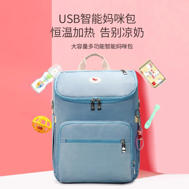 Модная USB сумка для мам, многофункциональный рюкзак для мам, Большая вместительная сумка для подгузников, модная детская сумка для коляски, Hanimom