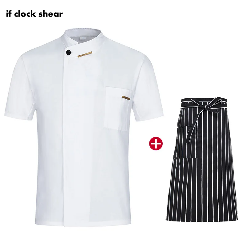 Restaurant Work Uniforms Kitchen Catering Casual Soft white waitress Chef Jacket apron M-4XL summer men's professional clothing