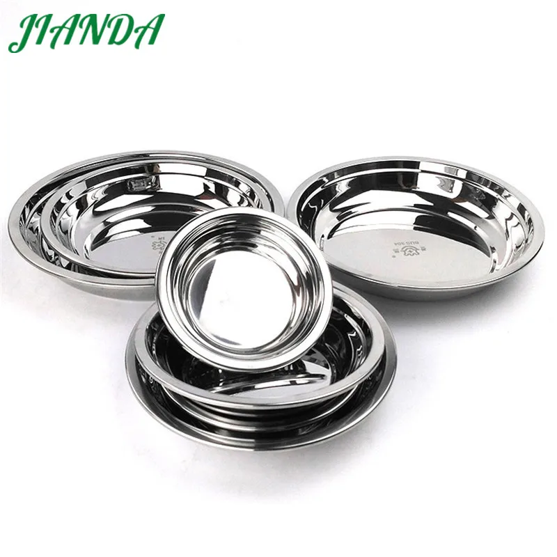 JIANDA High Quality 304 Stainless Steel Salad Bowl Tableware Dishes &amp plates Durable Dish Bowls Set Kitchen Accessories 7 Size | Дом и сад