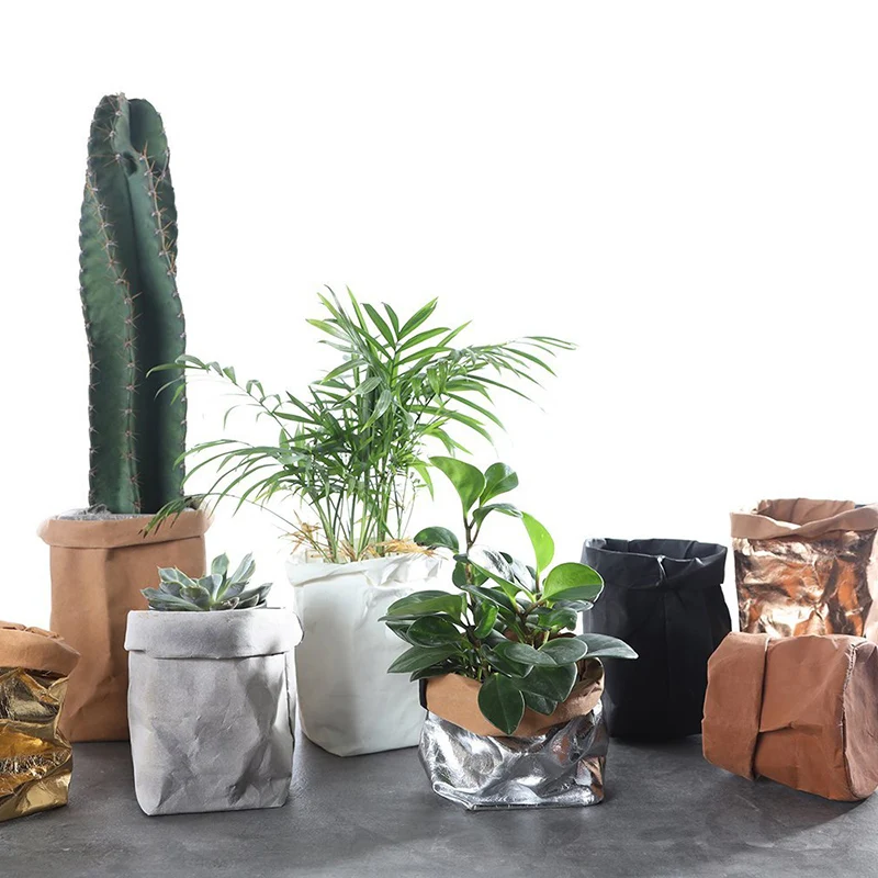 Мини суккулентл крафт бумажный цветочный горшок моющаяся сумка для хранения