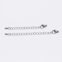 10pcslot stainless steel extension extender tail chains with lobster clasps water drop for diy bracelet necklace jewelry making