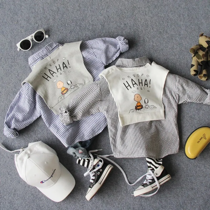 

only shirt 1pc 2-8Y new autumn striped false two pieces shirt boys shirts boys long sleeve autumn shirt