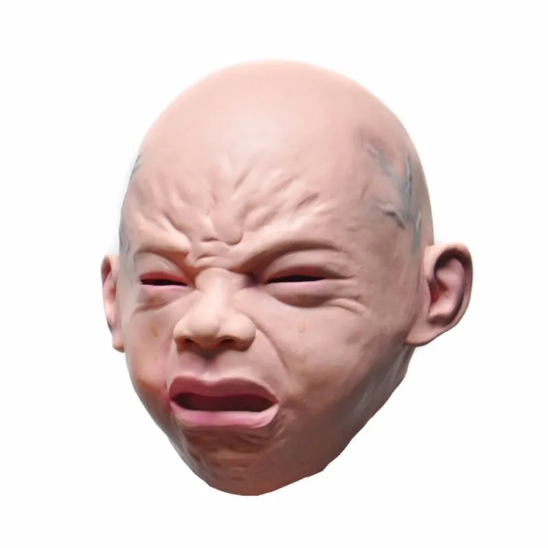 Novelty Latex Rubber Creepy Cry Baby Face Head Mask Halloween Party Costume Decorations