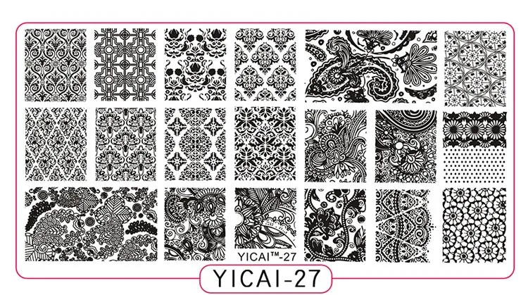 YICAI27 1 шт геометрический дизайн ногтей штамповка шаблон отрицательное пространство головоломка рисунок Тыква Цветы штамп ногтей маникюр ногтей штамповка пластины - Цвет: YICAI27