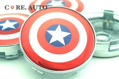 

1 Set 4X 60mm Captain America Auto Wheel Centre Hubs Caps Emblem Sticker Badge Car Styling