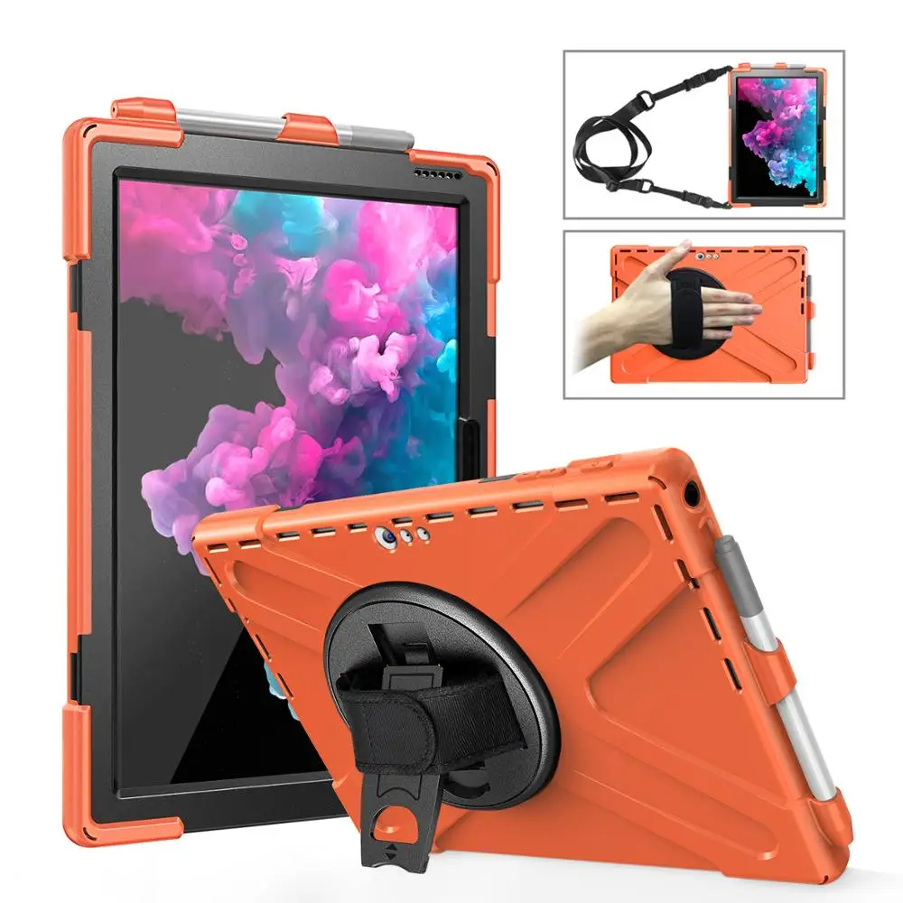 

Conelz For 360 Degree Rotation Hybrid Silicone Case with Hand Strap and Pen Slot for Microsoft Surface Pro 4 5 6 Case