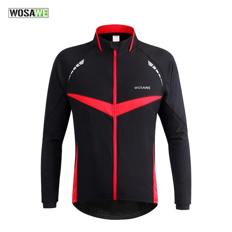 BC266 with fleece Clearance! WOSAWE Men Cycling Jersey MTB Mountain Road Bike Jersey Thermal Fleece Cycling Jacket Downhill Triathlon Bike Shirt - Цвет: BC266 with fleece