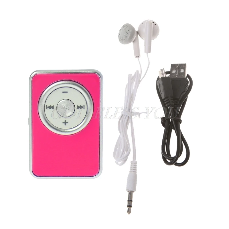 MP3 мини клип музыкальный медиа mp3-плеер Поддержка TF Micro SD карта с наушником USB кабель