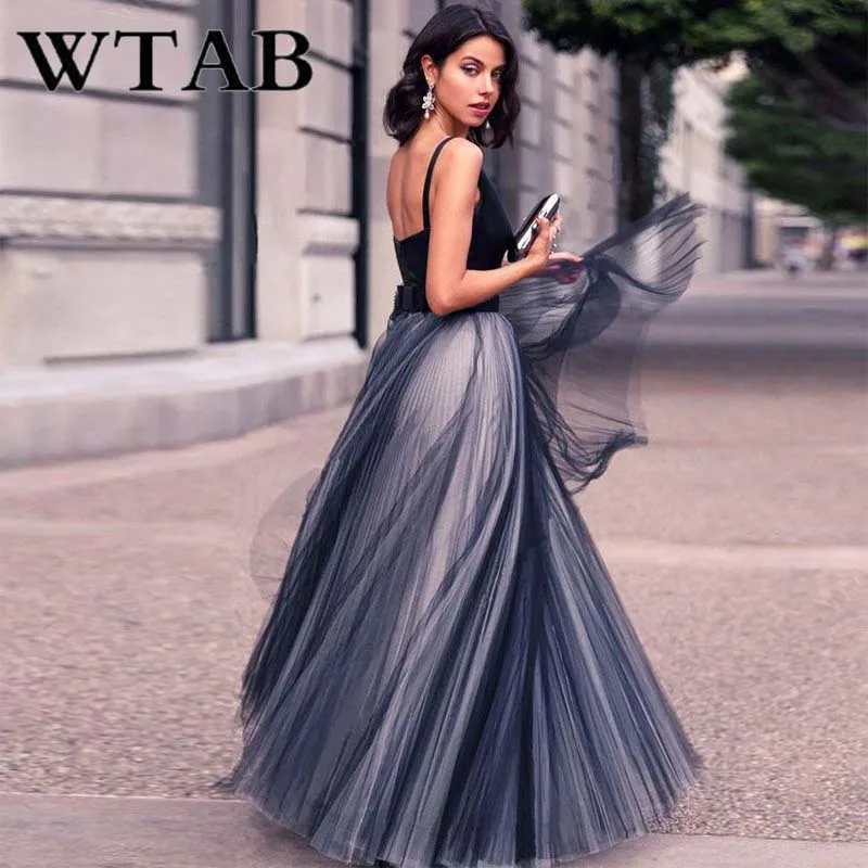 WTAB vestidos 2019 сексуальное летнее платье с открытой спиной Сетчатое лоскутное без