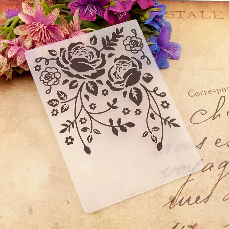 

KLJUYP Rose Flower Plastic Embossing Folders for DIY Scrapbooking Paper Craft/Card Making Decoration Supplies EM149