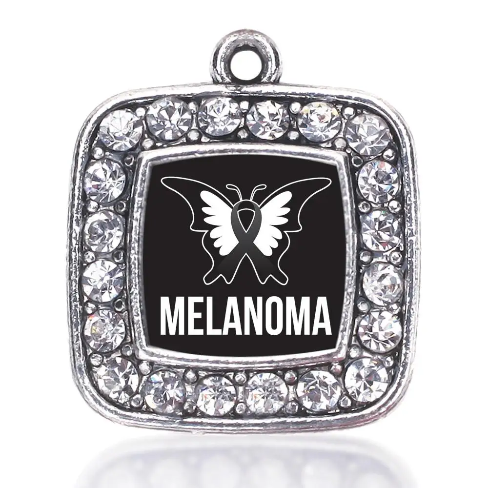 

MELANOMA SQUARE CHARM ANTIQUE SILVER PLATED CRYSTAL JEWELRY