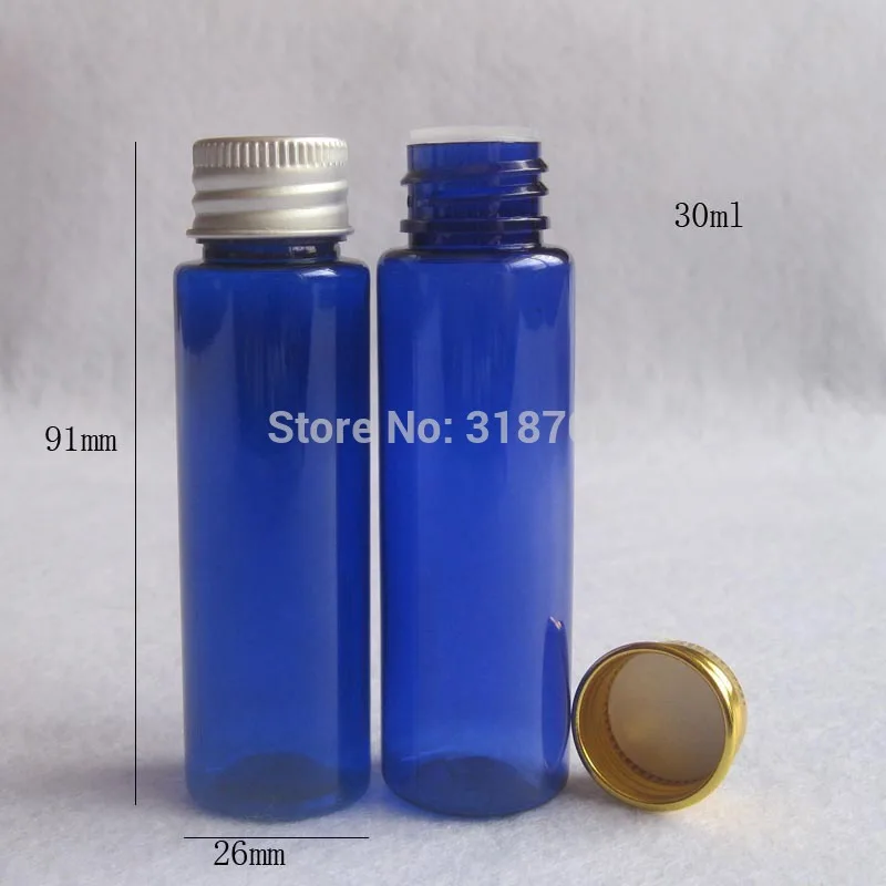 100 x 30ml Blue PET Bottle With Aluminum Cap , 1oz  Plastic Cream Bottle,Container.30cc  Pet packaging