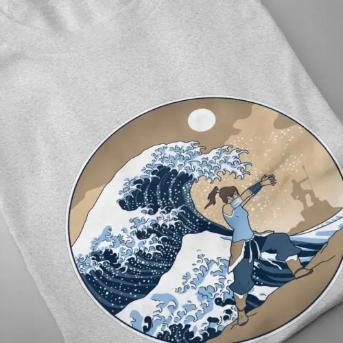 Крутая Мужская футболка с изображением Аватара водного Бендера Great WaveTees футболка с круглым вырезом