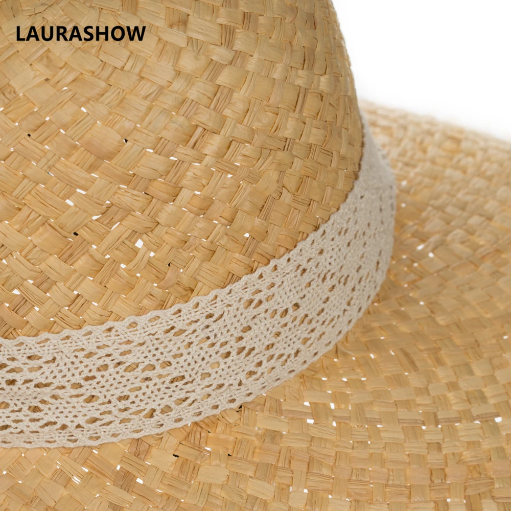 

LAURASHOW 2018 New Women Summer Sun Hat With A Large Brim Ladies Raffia Straw Hat Big Beach Hats For Holiday Cap