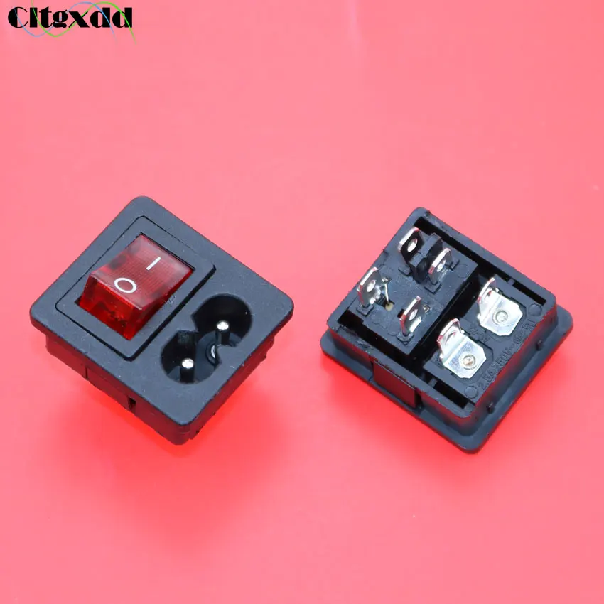 

cltgxdd AC 2.5A 250V IEC 320 C8 Power Cord Inlet Socket receptacle With ON-OFF Red Light Rocker Switch for Computer Amplifier